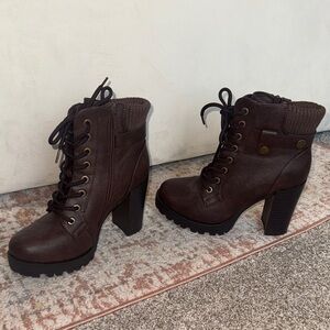 Brown Lace-Up Ankle Boots